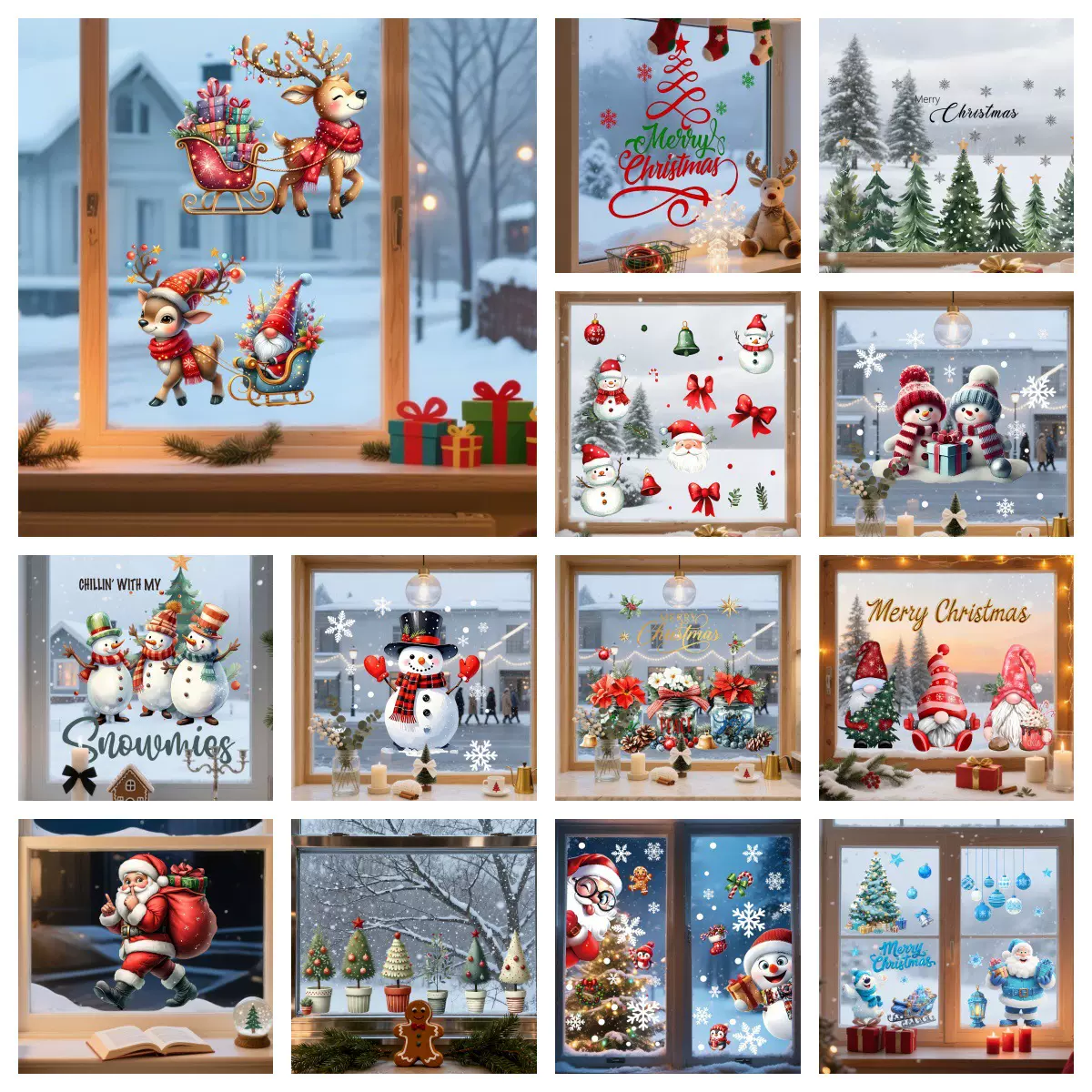 圣诞老人窗贴 圣诞节派对狂欢装饰品门窗墙壁场景布置静电透明膜