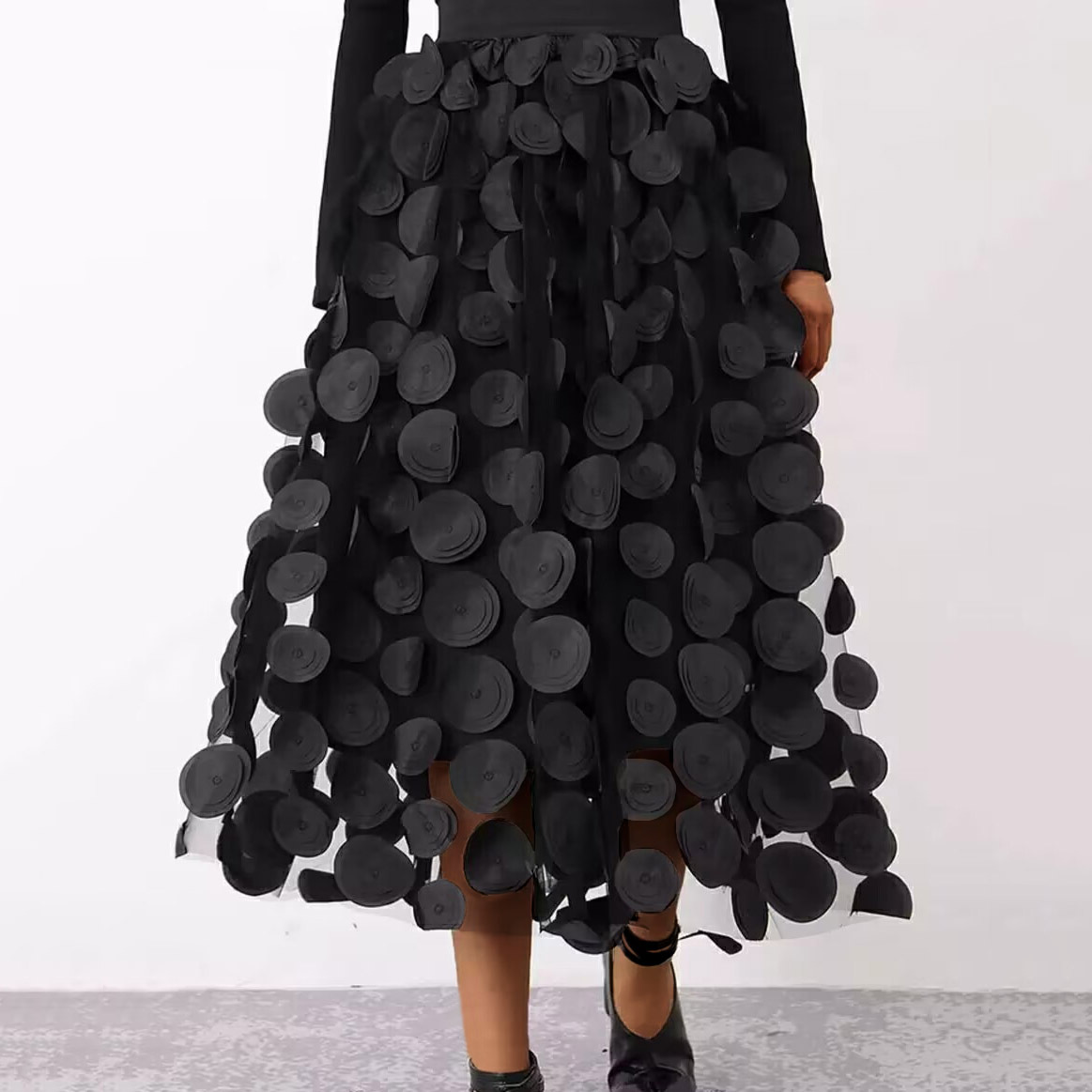 Midi Dress Dress Length Type Summer Spring Streetwear Round Dots Solid Color Polyester Midi Dress Skirts
