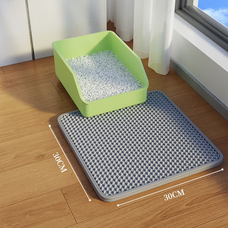 猫トイレの持ち出しを防ぐ猫砂マット、飛沫防止マット、滑り止め、傷つきにくい、特大二層砂収集フィルター漏れ防止砂マット|undefined