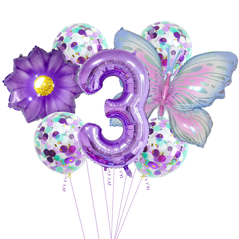 Casual Cute Flower Butterfly Aluminum Film Birthday Festival Balloons display picture 8