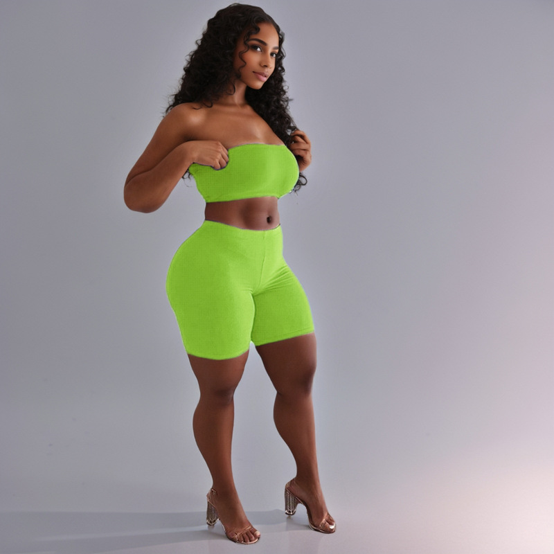 Amazon's Best-Selling New Casual Sports Women's Tube Top Short Top Shorts Two-Piece Suit Ready for Wholesale