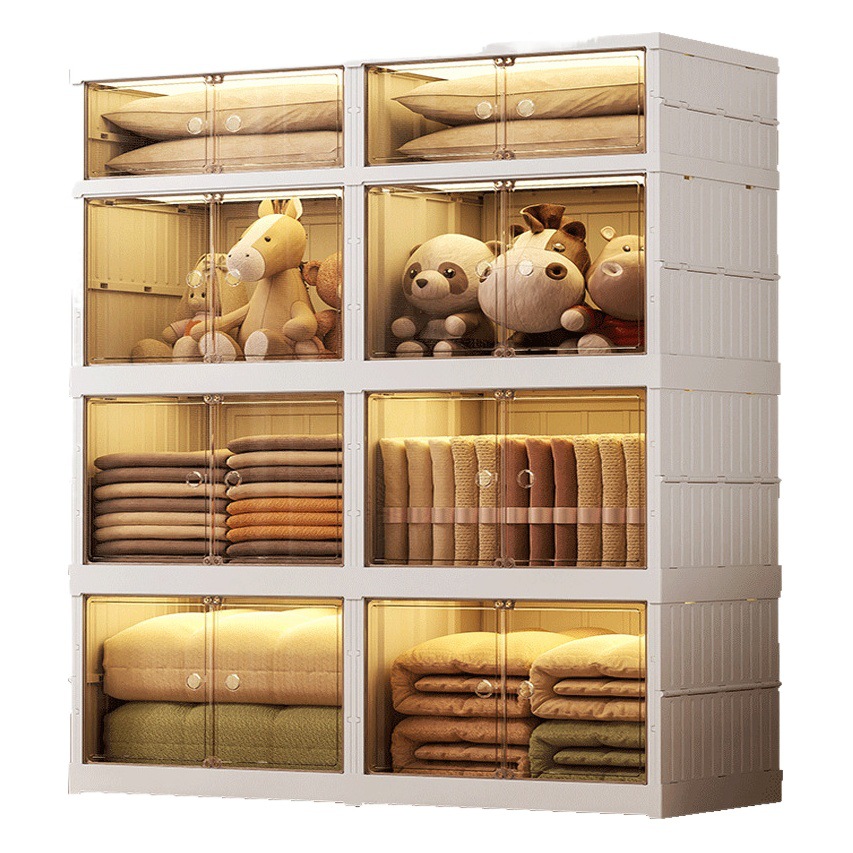 Armario de almacenamiento de plástico plegable sin instalación, para uso doméstico, para ropa, juguetes y artículos diversos de niños, gabinete de aperitivos para sala de estar