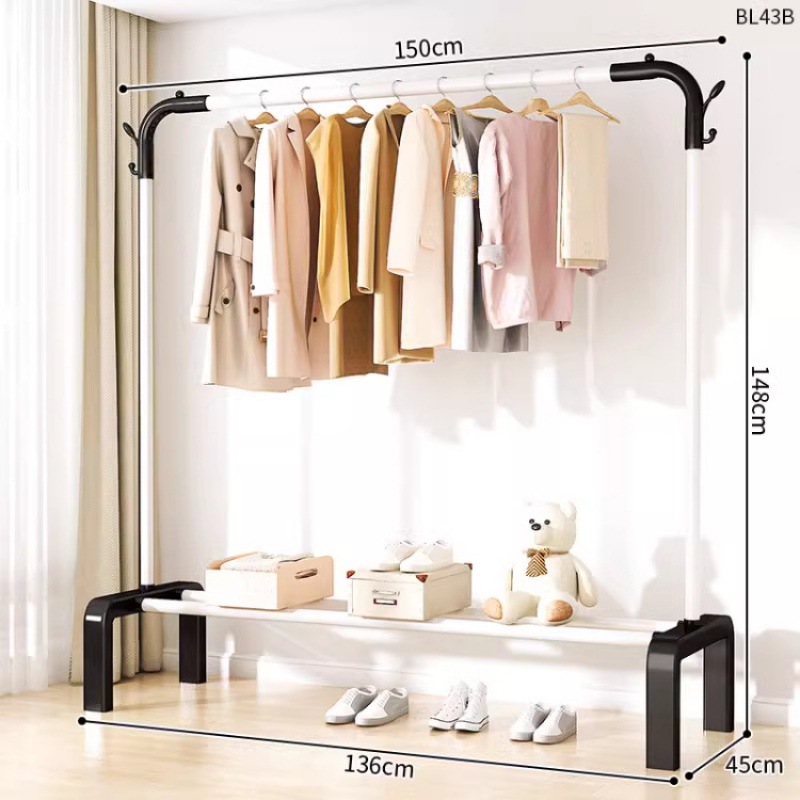 Dormitorio doméstico simple percha de ropa balcón percha de ropa varilla de secado de hierro forjado percha de secado de doble varilla piso vertical
