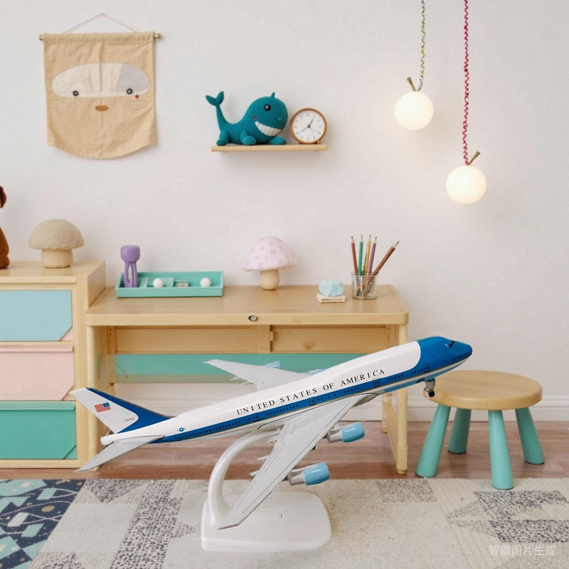 47cm American Airlines Air Force One B747 with Wheels and Lights B747 Aircraft Model Passenger Plane Model Home Decoration Piece