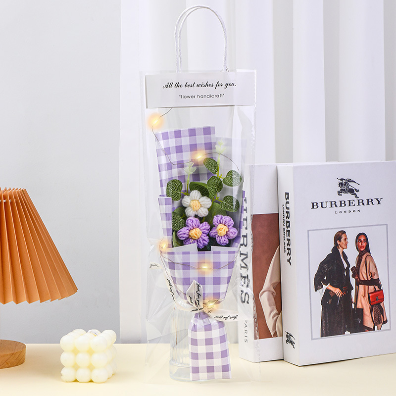 520 regalos del día de San Valentín comercio exterior al por mayor productos terminados girasol imitación de lana de punto ramo de flores rosas tejidas a mano