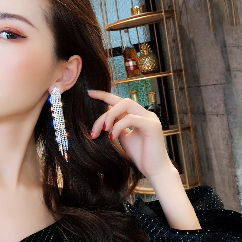 1 Pair Elegant Lady Classic Style Geometric Inlay Alloy Artificial Rhinestones Drop Earrings display picture 2
