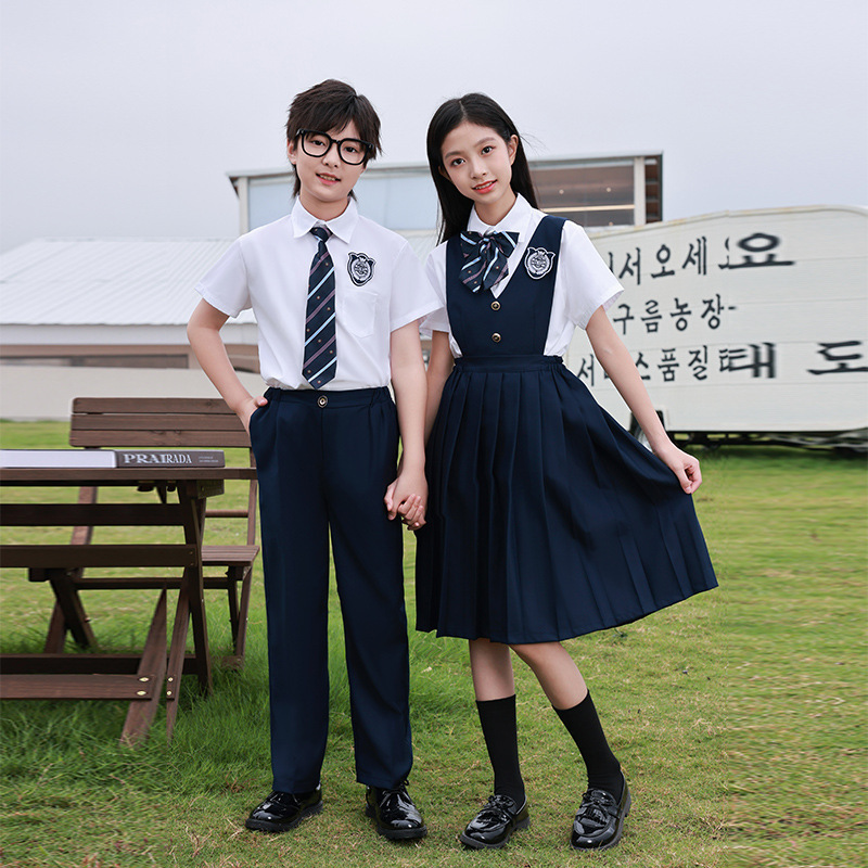 Cute and Sweet English Style Short-sleeved School Uniform for Primary and Secondary School Students New Class Uniform for Children's Children's Choir Performance Clothing