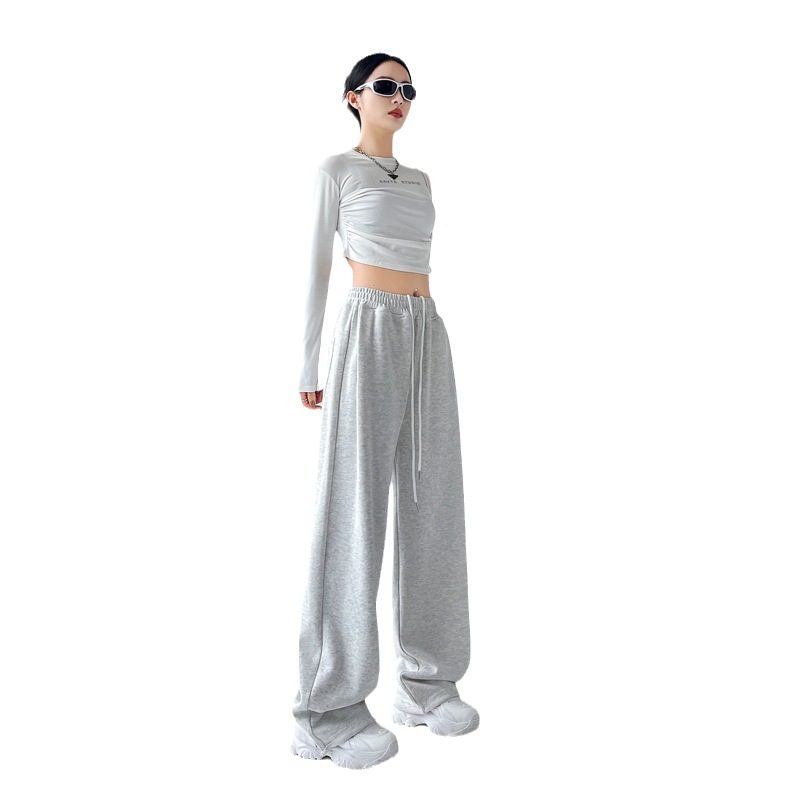 Pantalones deportivos de mujer estilo americano 2025, nuevos de primavera y otoño, de cintura alta, adelgazantes, de pierna ancha, casuales, rectos y tipo jogger. image 7