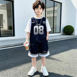 儿童装男童夏装套装2026新款中大童夏款运动男孩帅气夏季篮球服潮