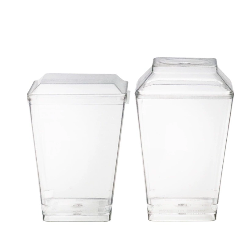 Одноразовые прозрачные стаканчики для пудинга 5 унций, жесткие пластиковые стаканчики для десертов, квадратные стаканчики для мусса, утолщенные стаканчики для желе, в наличии на складе.