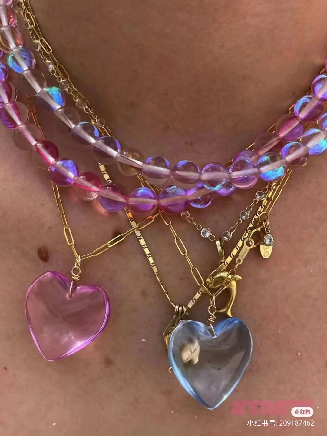 35g Weight glass Pendant Material Pendant Necklace Classification Alloy Chain Material 1 Piece Quantity Daily, Date Occasion glass Material Heart Shape Pattern Women's Gender Handmade Design Sweet Style Sweet Heart Shape Glass Handmade Women's Pendant Necklace 无