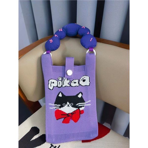 Purple Butterfly Cat--Mobile Bag [No Shoulder Strap]