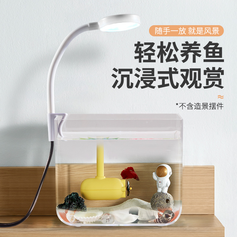 DIY造景摆件创意生态缸 桌面造景鱼缸 透明高透塑料鱼缸斗鱼盒