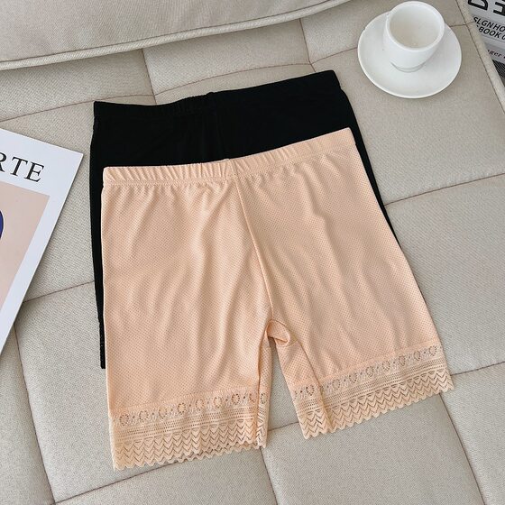 Ice silk breathable mesh leggings anti-light safety pants large size lace lace insurance pants summer hot-selling