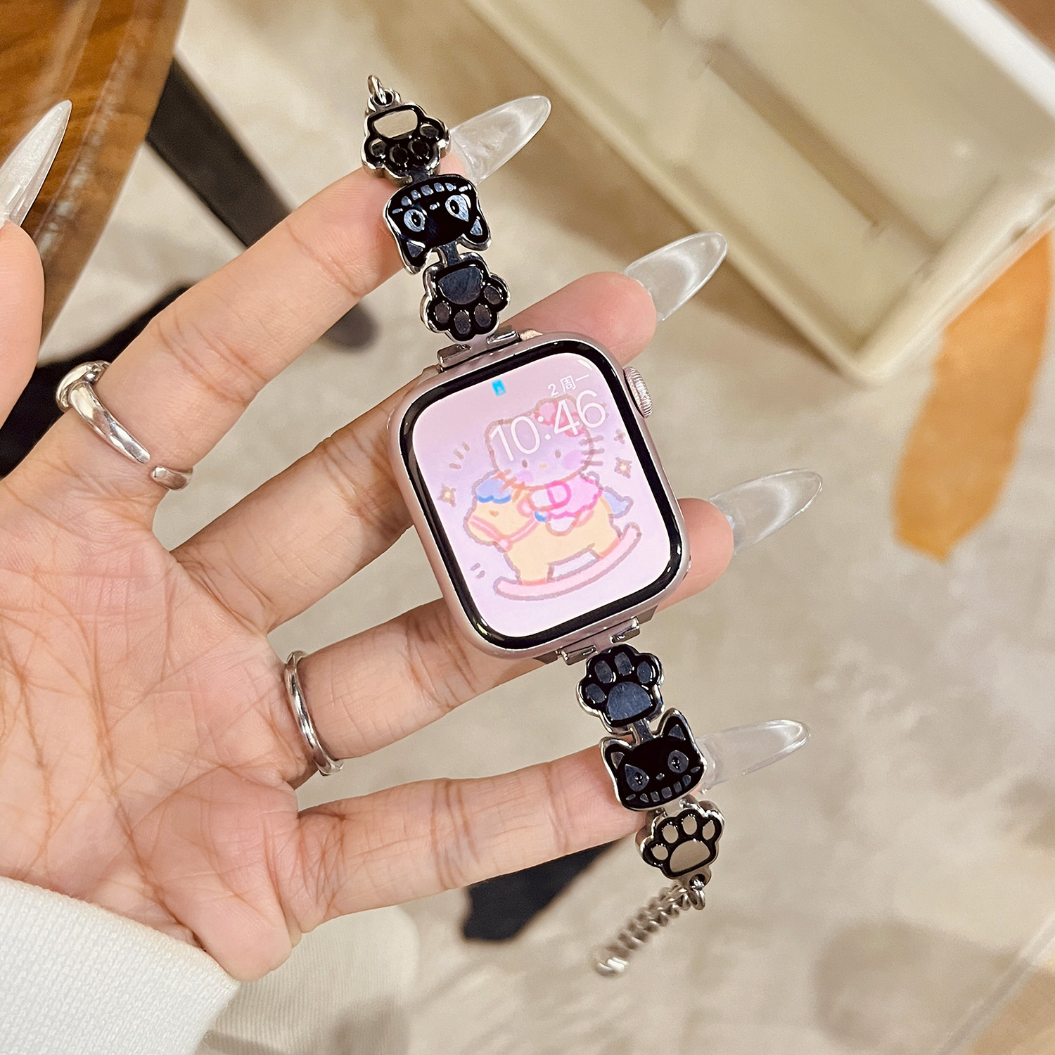 For apple watch s10 strap se cat bracelet chain wristband s9 new women's high-grade metal s8 bracelet