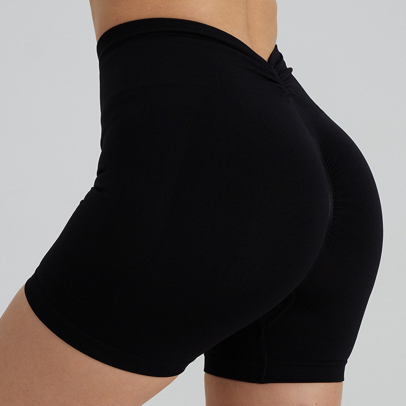 2024 European and American sportswear women's high-waist seamless butt-lifting running tight fitness peach yoga shorts