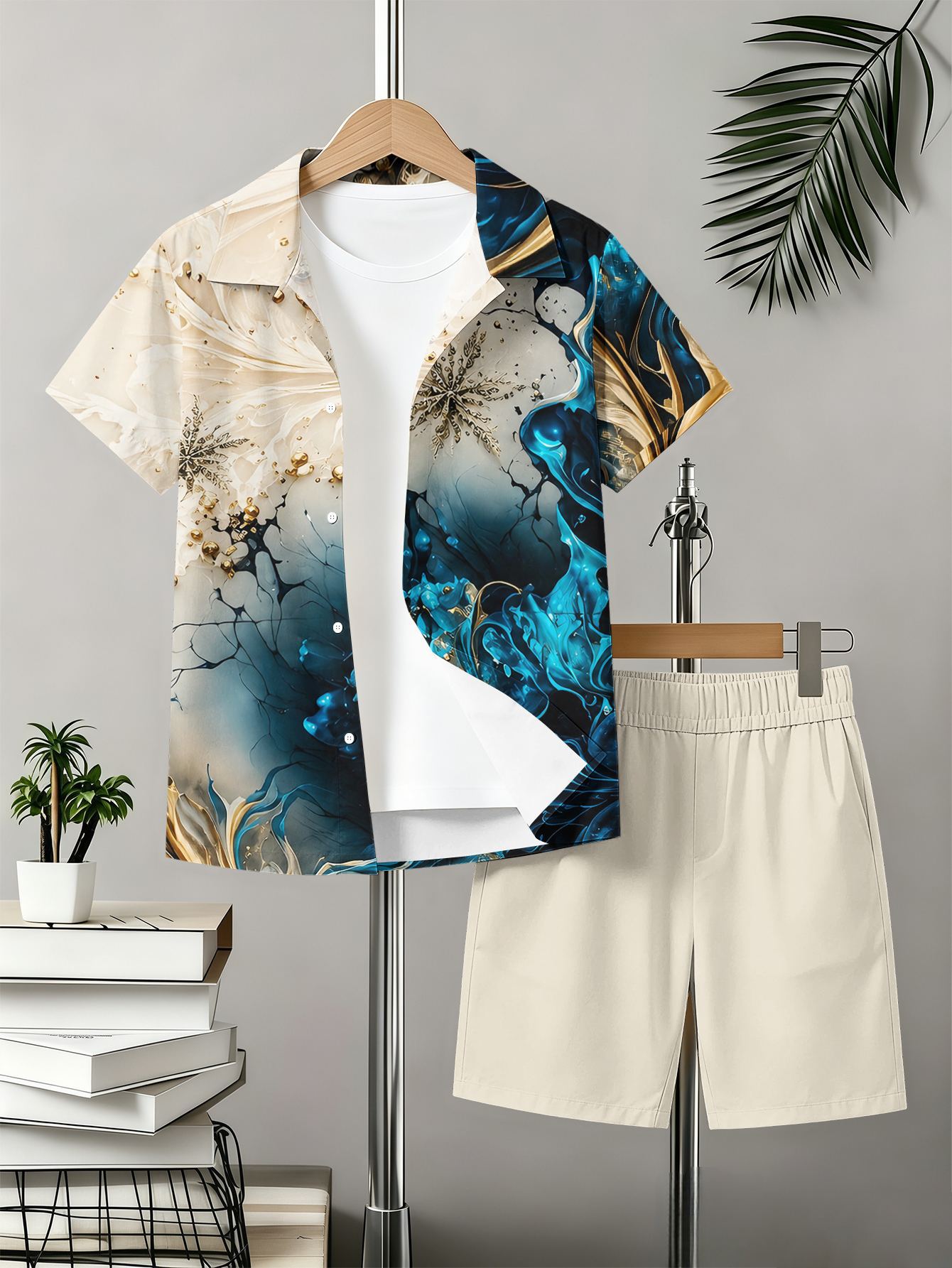 Boys Shirt And Shorts Set With 3d Printed Patterns For Summer_voghion.com