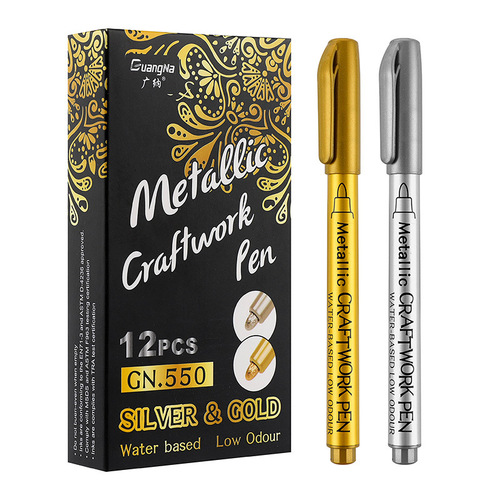 Gather 550 Gold, Silver, Copper, Color Paint Pens Oil-based Marker Signatures Graffiti Drawing Colored Pencils DIY High-Gloss Pen Box Set