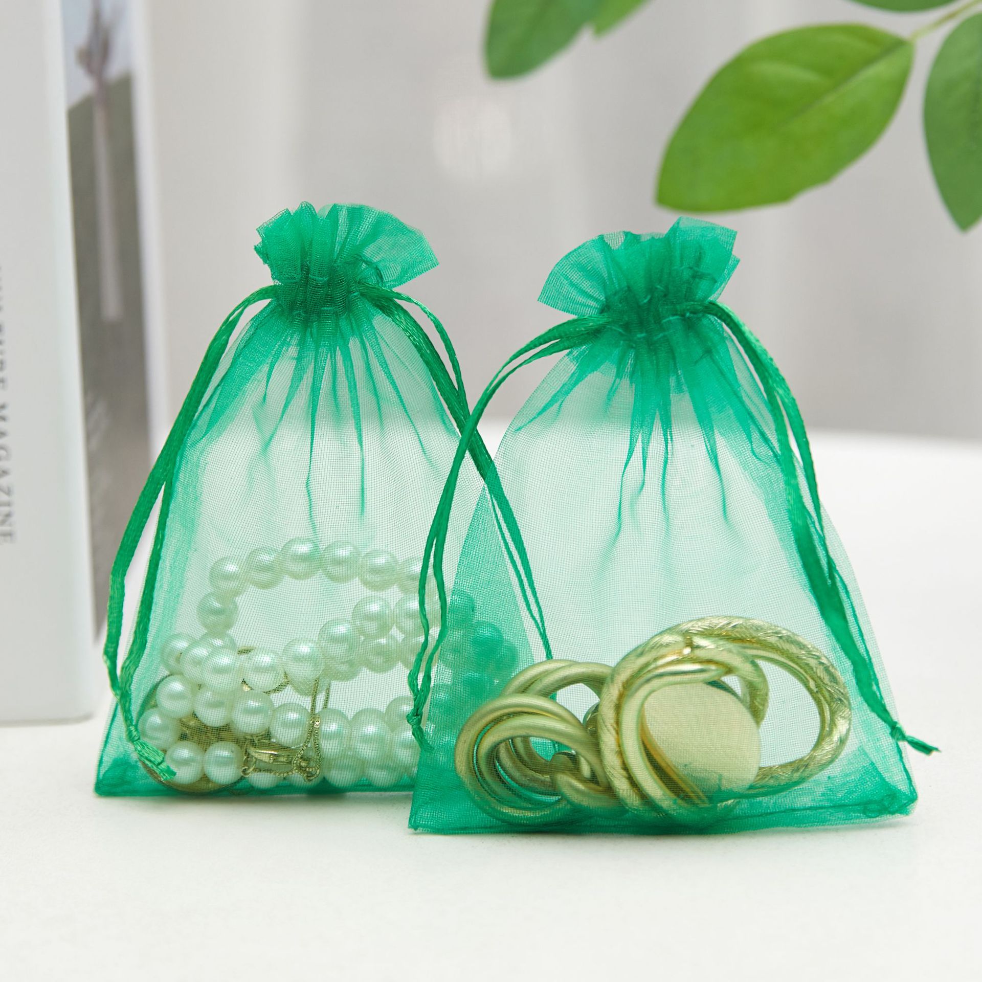 Bolsa de organza blanca al por mayor, bolsa de malla de perlas, bolsa de embalaje de regalo con boca de cordón, joyería de dulces de boda, bolsa de cordón, bolsa de almacenamiento