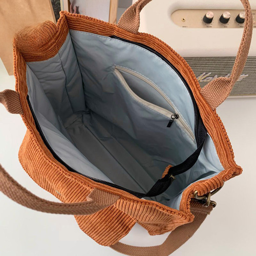Vintage Corduroy Women's Handbag 2024 New Model Foreign Trade Simple and Elegant Stylish Student Shoulder Bag Crossbody Bag