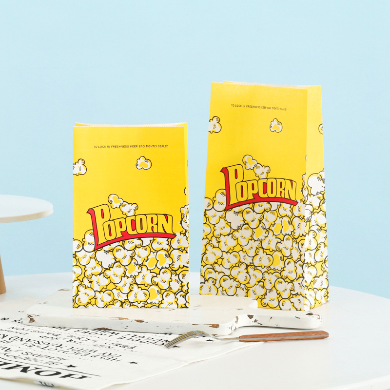爆米花包装袋纸袋定做食品袋烘培纸袋牛皮纸袋防油淋膜纸袋现货