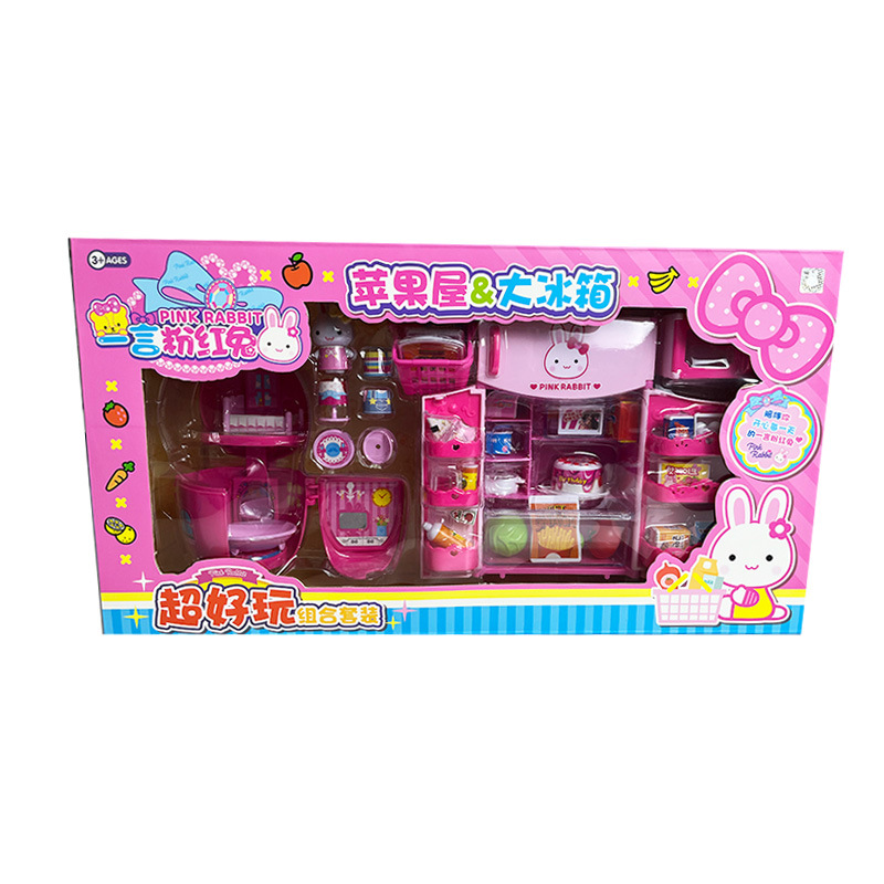 17049 Conejo rosa manzana pequeña combinación de refrigerador