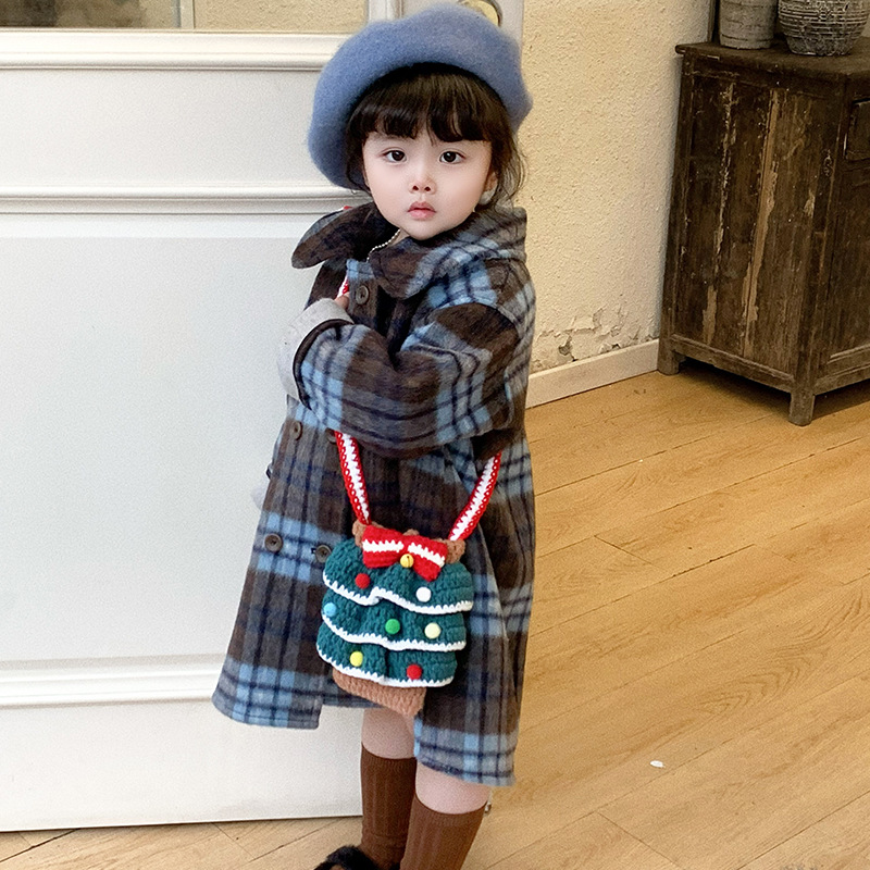Nuevas bolsas de hombro para niños y niñas dibujos animados lindos árbol de Navidad bebé bolsas de cubo de agua ganchido a mano bolsas para niños