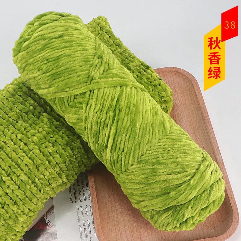 Chenille terciopelo de oro bola de lana de espesor medio de luz multicolor de terciopelo brillante DIY tejido zapatillas crochet al por mayor