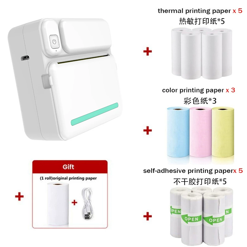 Mini Printer C19, handheld Bluetooth thermal printer, mobile app compatible, portable 135×60×155 mm