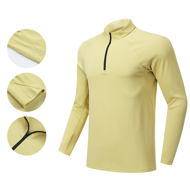 Lulu Sports Outdoor Long-Sleeved Quick-Drying Clothing Men's Spring & Fall Half-Zip Sports Tops T-Shirt Running Yoga Fitness Clothing