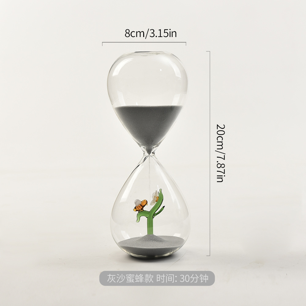 30 minutos creativos árbol de Navidad reloj de arena cronometrador abeja modelado decoraciones para el hogar artesanías de vidrio fábrica al por mayor
