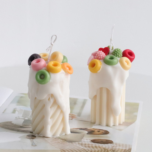 Meimuer various combinations of glazed cakes, fruits, strawberries and hearts diy aromatherapy candle decoration silicone molds