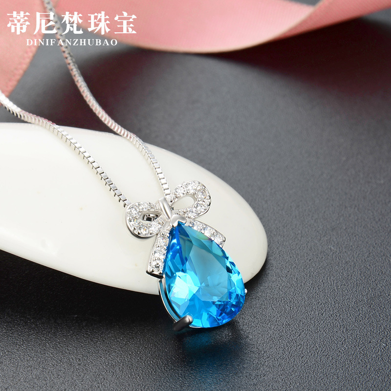 Arco fresco accesorios clavícula cadena estilo japonés y coreano s925 plata ZIRCON colgante de las mujeres collar cristal elegante