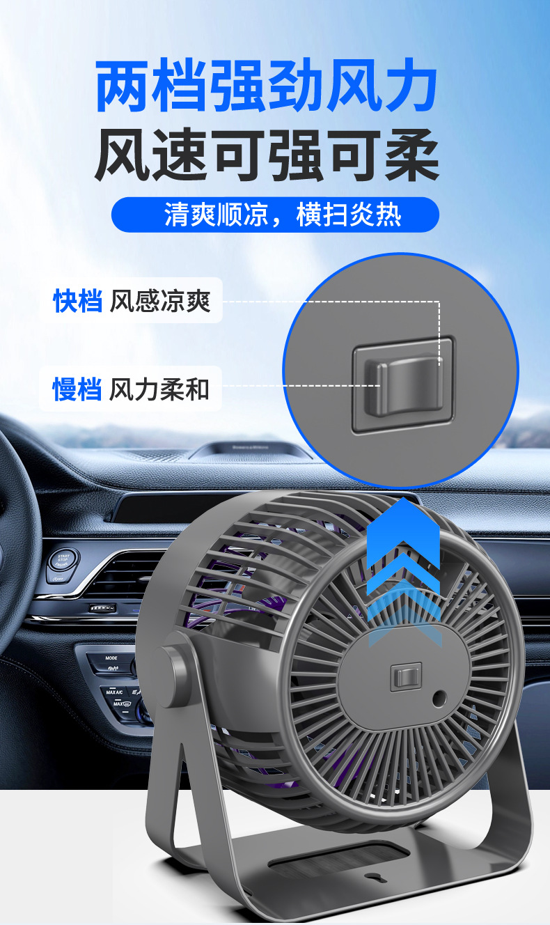 Directly Supplied from the Manufacturer, 12V/24V Car Circulation Fan, In-Car Cooling, Super Powerful Electric Fan, Specifically for Vans and Large Trucks