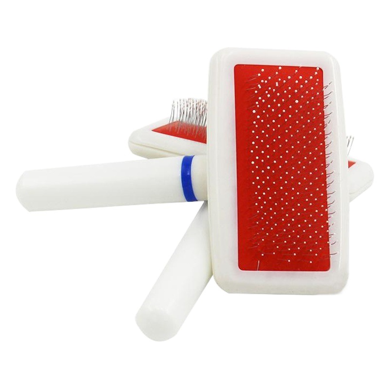 Pet peine mango de plástico blanco con cabeza protectora aguja densa peine gato y perro peine belleza peine fábrica directa ventas