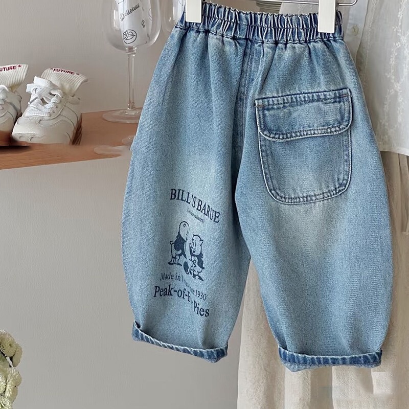 外国貿易の卸売りのジーパン2025春の上で新しい男の子のデニムのズボンのファッションの子供のズボンのファッションの漫画のジーパン|undefined