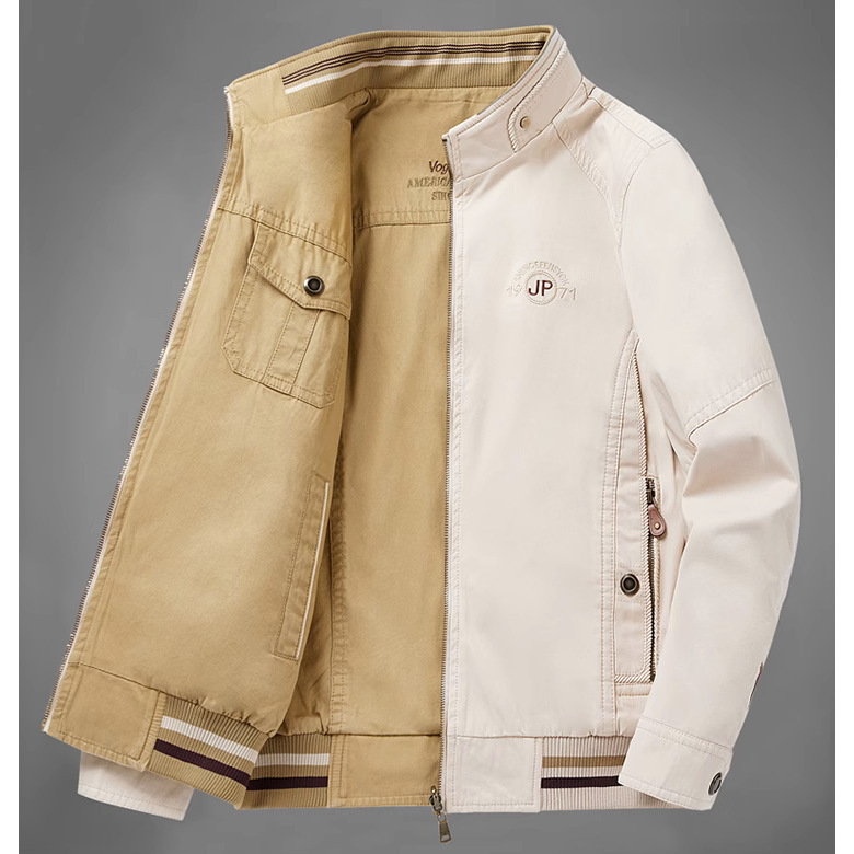 Double-sided Jacket Men's Spring and Autumn Thin plus size Pure Cotton Dad's Casual Jacket for Middle-aged and Elderly Fathers