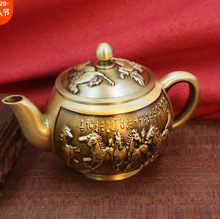 黄铜龙凤茶壶套装工艺品骏马茶壶铜山水壶摆件高档办公室装饰摆件