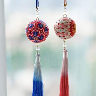 Hand bow ball 3 hydrangea homemade gift car hanging key chain one-on-one video teaching manual diy embroidery