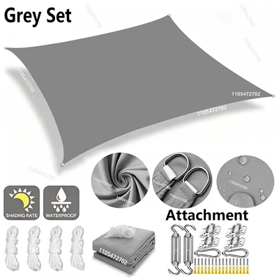 Off-white waterproof sunshade sail, outdoor canopy four-corner sail, garden courtyard rain, snow, and leaf protection, UV protection (Avtomobil yan çətirləri) - gray-accessories-2x2m