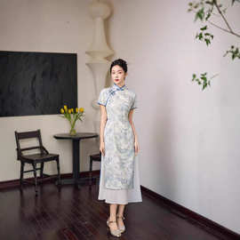 双鲤锦民国淡雅2026春夏新款无袖改良旗袍复古新中式修身日常清新