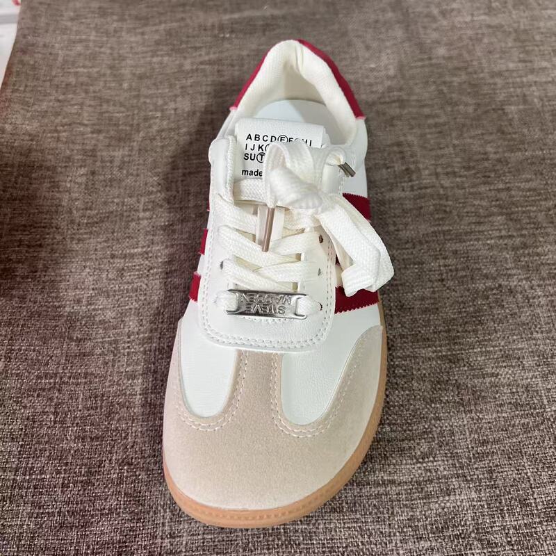 Meilade Adidas-Style Women's Breathable Sneakers for Spring and Autumn, Versatile Korean-Style Soft Leather Casual Trendy Low-Top Breathable Height-Increasing Shoes Meilade Adidas-Style Women's Breathable Sneakers for Spring and Autumn, Versatile Korean-Style Soft Leather Casual Trendy Low-Top Breathable Height-Increasing Shoes
