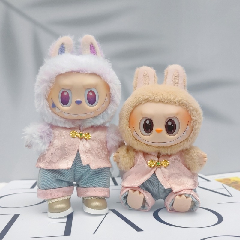 第一世代・第三世代ブラインドボックスフィギュア用衣装、新中式唐装・漢服セット、17cmラブブ用デニムパンツ|undefined