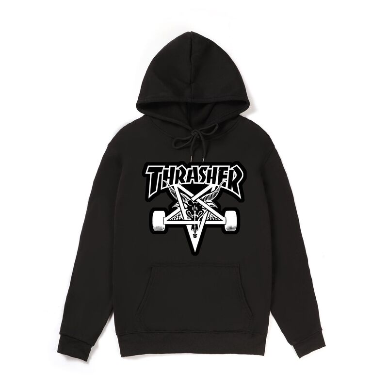 Thrasher Flame Flame Hooded Men and Women Couple Loose Long Shirt Jacket Trendy Top