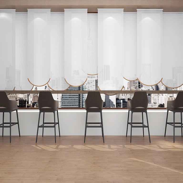 Chinese-Style Solid Color Semi-Transparent White Roller Blinds Blackout Zen Partition Hanging Screen Curtain Office Electric Curtain