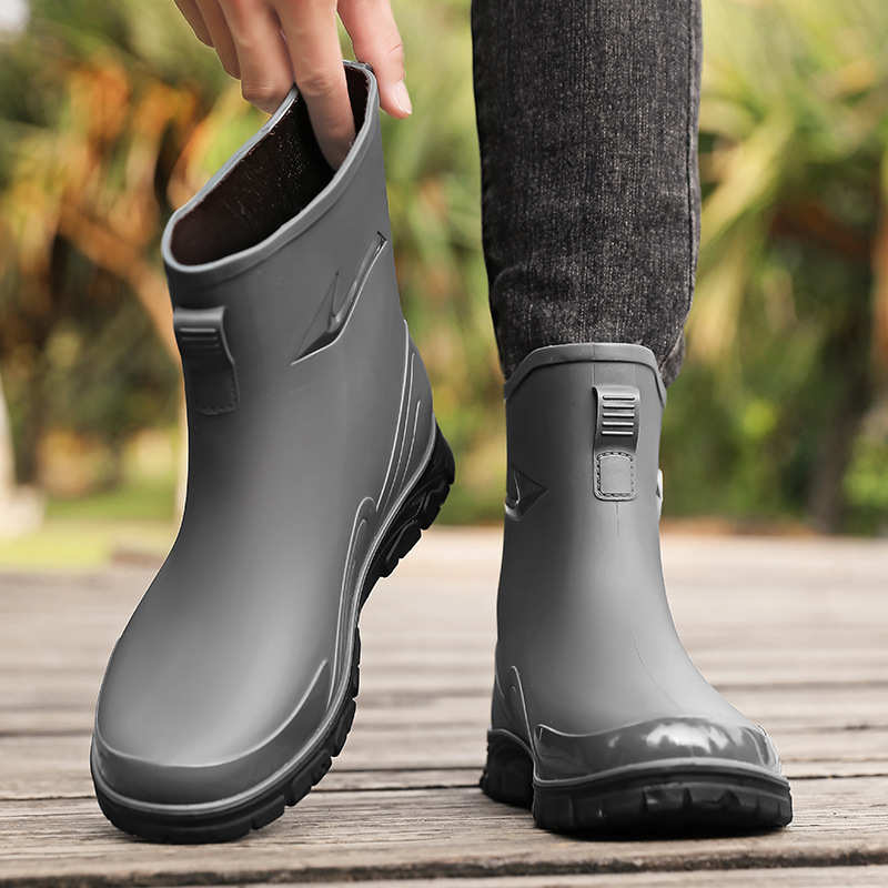 Botas de Lluvia de Caña Media para Hombre de Plástico Impermeable y Antideslizante para Trabajo y Pesca