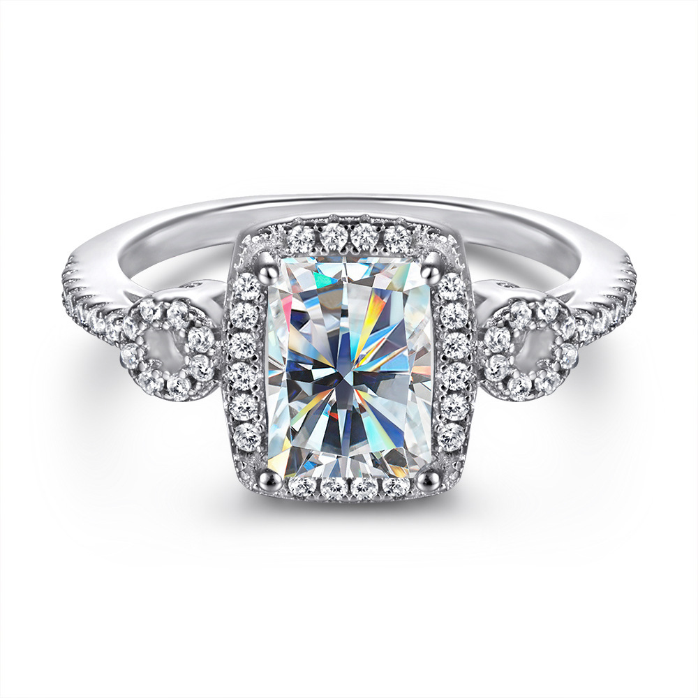 Anillo de plata de 2 quilates de piedra de moissan de mujer ligero de lujo anillo de mujer de comercio exterior transfronterizo caliente número 5 - 10 anillo de mujer