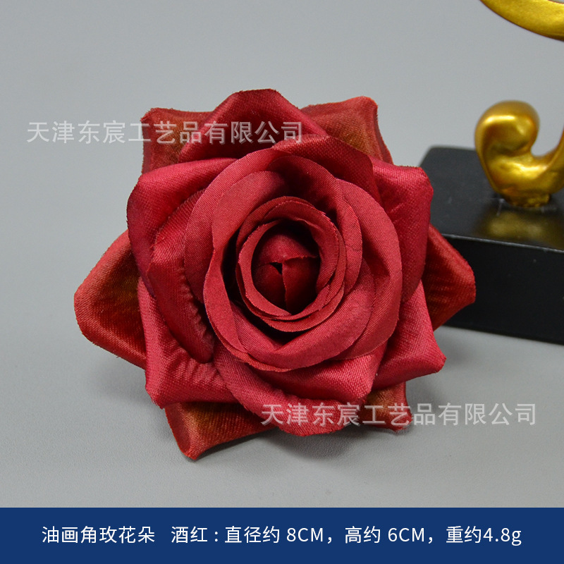 酒红色仿真绢花复古风婚庆胸花手捧插花摆件橱窗相框装饰圣诞装饰|undefined