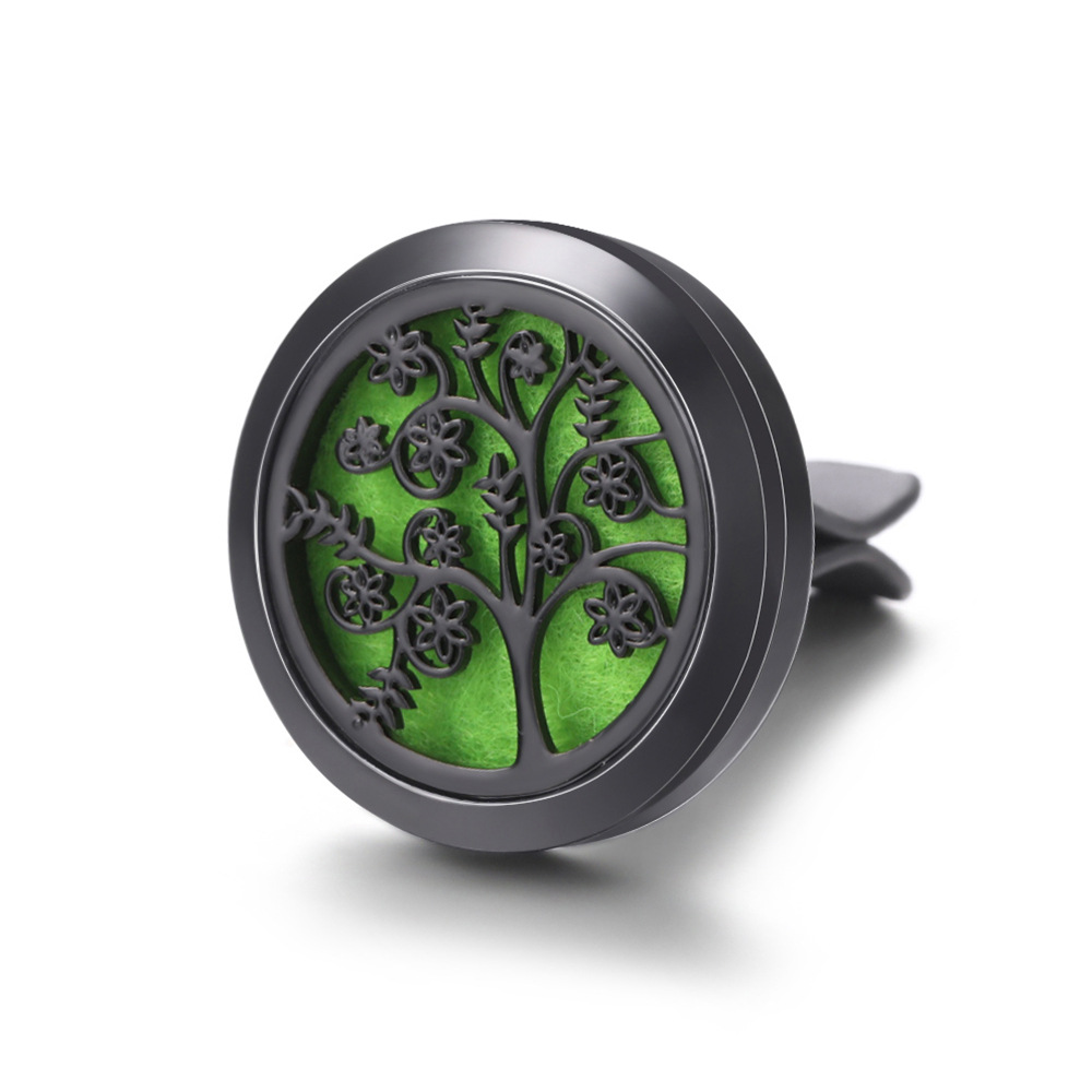 pistola de acero inoxidable negro hueco coche ventilación abrazadera de automóvil perfume árbol de vida automóvil perfume caja de difusión de perfume