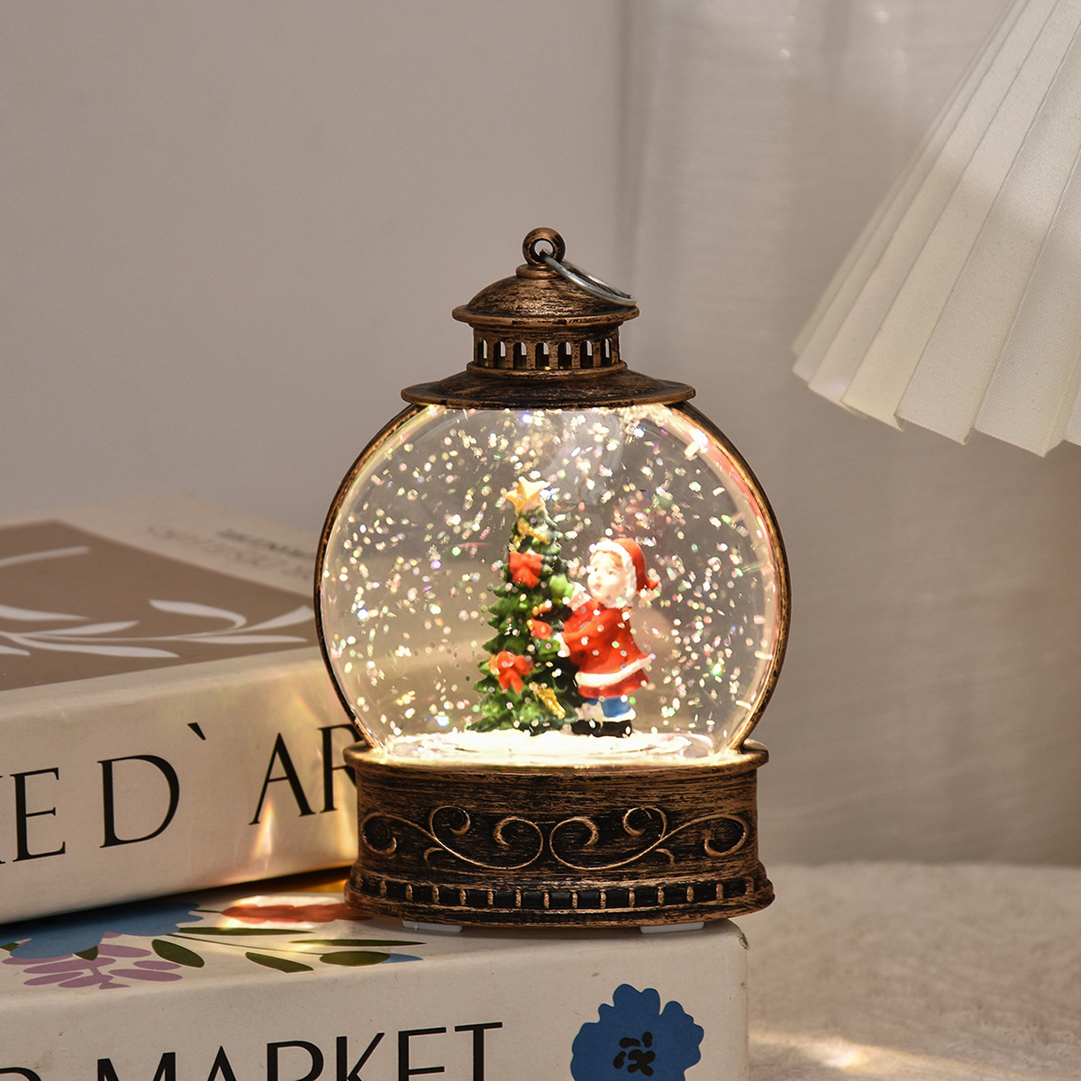 Decoración de Navidad luminosa interior nieve lámpara de viento regalo de Navidad mano regalo de Santa inyección de agua lámpara de noche